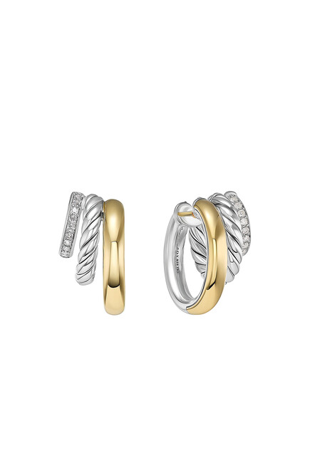 Mercer Multi Hoop Earrings, 18k Yellow Gold, Sterling Silver & Diamonds
